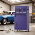 Greenvelly Tool Chest, 5-Drawer Rolling Tool Chest with Hooks and Lockable Wheels,Metal Storage Detachable Top Tool Box with Lockable Wheels for Garage,Workshop,Art Studio(Purple)