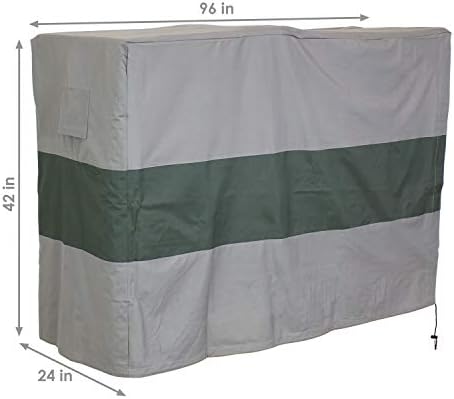 Sunnydaze 8-Foot Firewood Log Rack Cover, Gray with Green Stripe