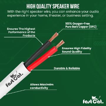 fast Cat. Speaker Wire 16 Guage 2C, UL Listed & CMR/CL3R-FT4 Rated