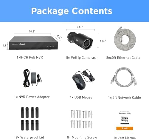 poe security camera system 4k 8ch with 2tb, front angle view