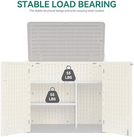 YITAHOME 30cuft Horizontal Storage Shed Shelf, Weatherproof Metal Shelf for 30 cu ft Tool Cabinet, Ideal for Outdoor Use, Easy Assembly,45.6" L X 13.2" W X 29.2" H, White