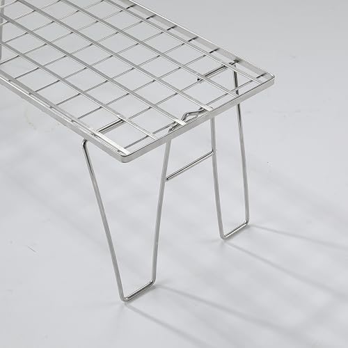 CAMPINGMOON Foldable Mesh Camping Rack Stackable Camp Storage Shelf Fire Pit Side Table Portable Outdoor Organizer Stainless Steel T-225A