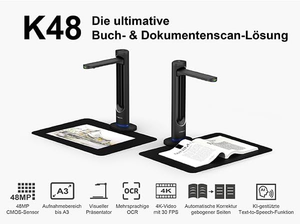 VIISAN K48 Book Scanners: 48MP Output, USB Camera