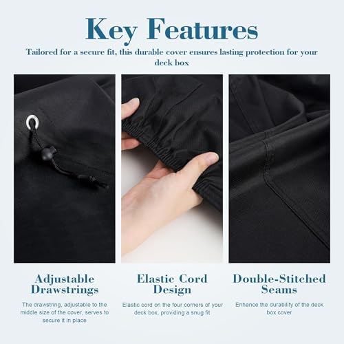 Deck Box Cover, Waterproof 600D Oxford, 52 x 27 x 27 in