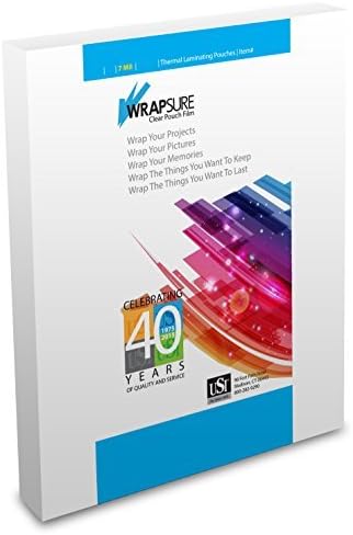 USI WrapSure Thermal Laminating Pouches/Sheets, Menu Size, 7 Mil Thick (100-Pack)