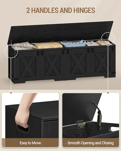 Hzuaneri 59" Rustic Storage Chest and Bench | 70 Gal | 330lb Seat