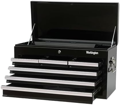Workington Professional Industrial Portable Metal Tool Chest with 6 Drawers, 26" 6-Drawer Tool Chest Cabinet with Ball Bearing Drawer Slides, Steel Tool Storage Box Organizer 4015 Black