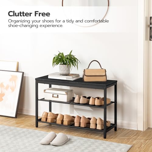 HOOBRO Shoe Bench, 3-Tier Shoe Rack,Industrial Shoe Organizer Storage Bench