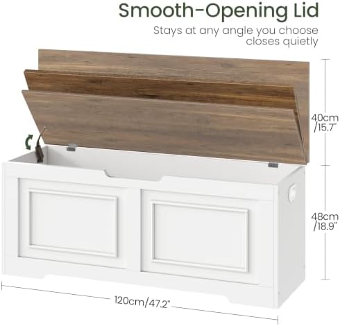 CHOEZON Storage Bench, 47.2" Large Wooden Storage Chest with Safety Hinge