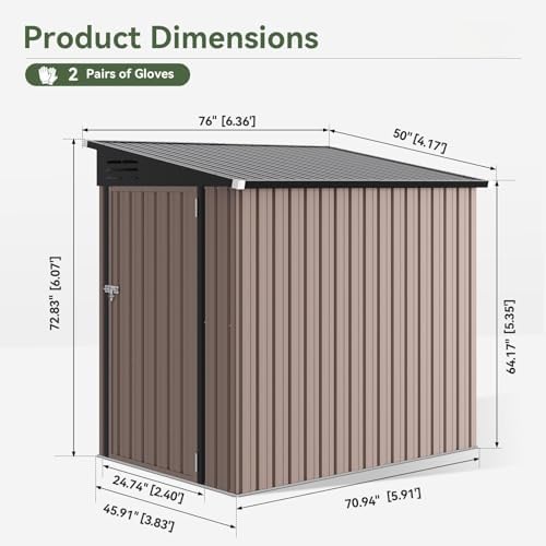 6'x4' Lean to Shed Galvanized Steel Storage Shed