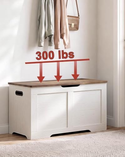 Timberer 31.5" Storage Chest with 2 Safety Hinges, Wooden Storage Trunk