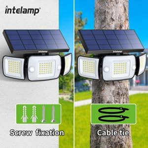 intelamp Solar Flood Lights Outdoor Waterproof, 6000mAh 1200LM Solar Powered