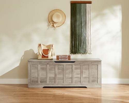 VANKILEY 51.2" Storage Chest Extra Large,Wooden Storage Bench(Greige)