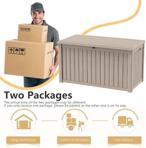 DRATO 200 Gallon Outdoor Storage Box Waterproof, Lockable Outdoor Deck Box