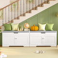 usikey Shoe Bench with Lift Top Storage, Entryway Bench with Padded Seat Cushion, Shoe Storage Bench with 2 Adjustable Shelves, for Entryway, Living Room, Bedroom, White