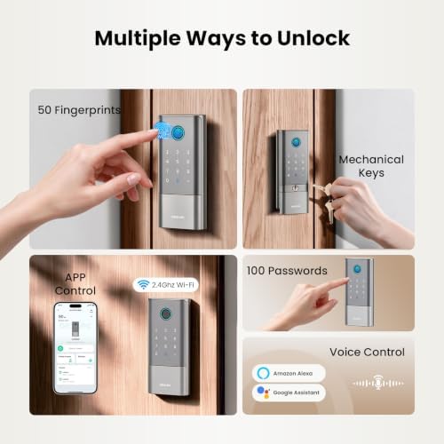 DESLOC Fingerprint Smart Lock with Handle, 16 Month Last, Built-in WiFi