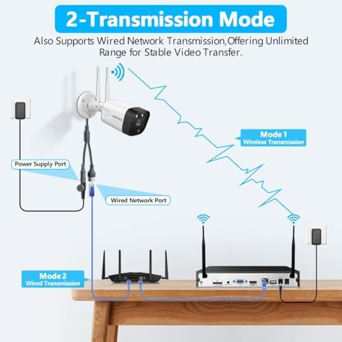 oossxx 5mp security wireless camera system outdoor exterior showing dimensions
