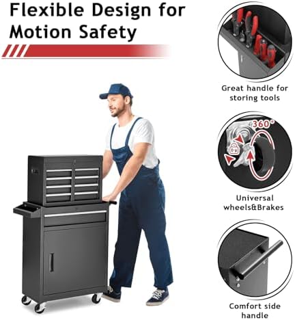 AirWire 5-Drawer Rolling Tool Chest Black
