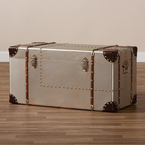 Baxton Studio Bechet Storage Trunk, Silver