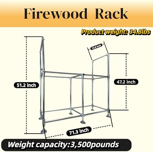 6ft Heavy Duty Firewood Rack Outdoor with Cover,2-Tier,6 Aluminum Base Feet
