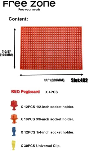 Free Zone 68-Piece Large Pegboard Socket Tools Organizer Set