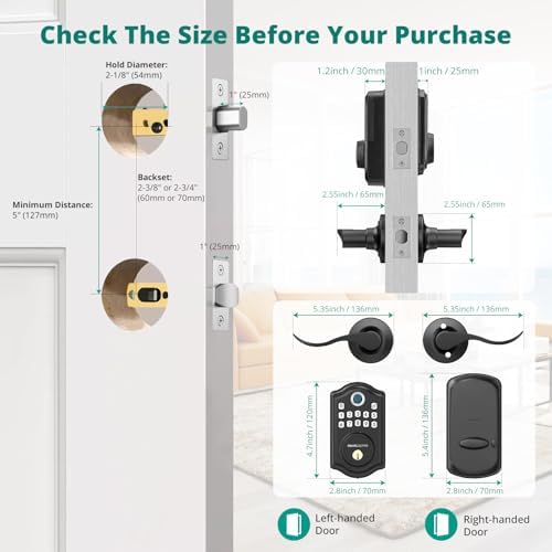 AkaGear Fingerprint Keyless Entry Door Lock with Lever Handle Set, Black