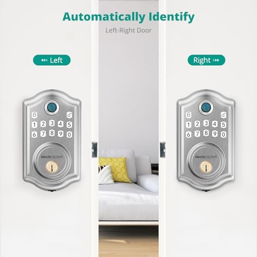 AkaGear DS10 Keyless Entry Door Lock with Fingerprint, Satin Nickel