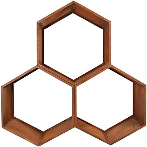 Sunnydaze Steel Outdoor Firewood Rack, 30” W, Hexagon, Bronze, Set of 3
