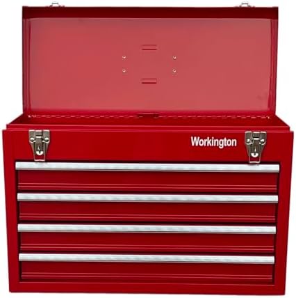 Workington Portable Metal Tool Chest with 4 Drawers, 20" 4-Drawer Tool Chest Cabinet with Ball Bearing Drawer Slides, Steel Tool Storage Box Organizer 4004 Red