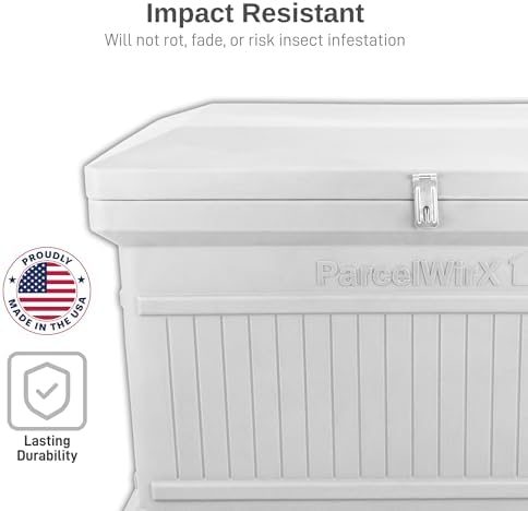 RTS Home Accents ParcelWirx Premium Horizontal Storage Cabinet/Lockable Package Delivery Box with Hinged Lid, Slate Grey