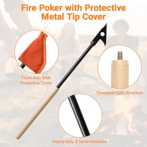 28 Inch Fireplace Tongs and Fire Poker Set with Storage Bag