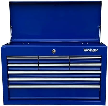 Workington Portable Metal Tool Chest with 9 Drawers, 24" 9-Drawer Tool Chest Cabinet with Ball Bearing Drawer Slides, Steel Tool Storage Box Organizer 4006 Blue