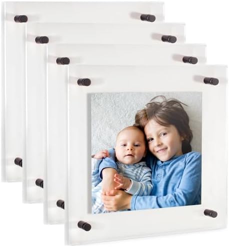 ArtToFrames 14x14 Inch Double Panel Floating Acrylic Picture Frame comes (4 Pack)