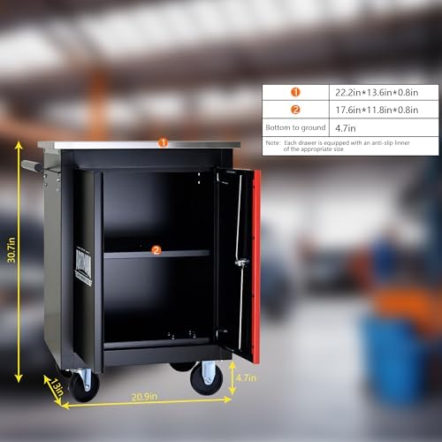 RYH 2 Doors Rolling Tool Chest (Black, 2 Doors 30.7" H×22.2" W)