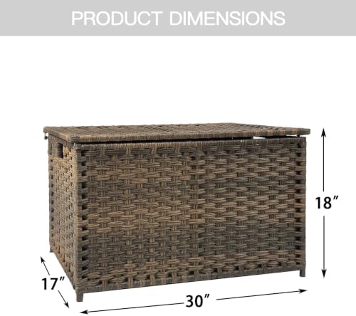 Wicker Storage Trunk, Large Storage Basket with Lid, Retro Brown