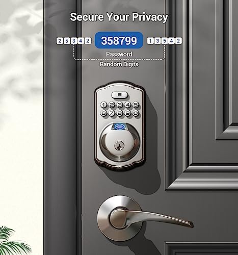 Veise Fingerprint Door Lock with 2 Door Knobs and Veise Fingerprint Door Lock with 2 Door Levers - Satin Nickel