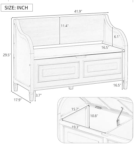 42" Rustic Storage Bench Entryway Bench Shoe Cabinet Ottoman (Antique Navy)