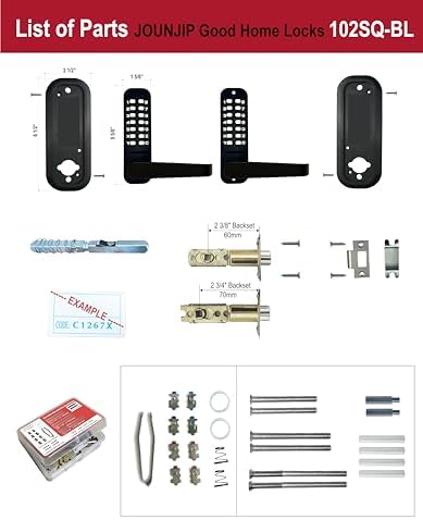 JOUNJIP Double-Sided Mechanical Keyless Door Lock Lever Handle Matte Black