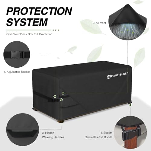 Porch Shield Patio Deck Box Storage Cover 44 x 28 x 24 inch, Black