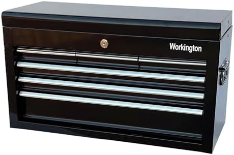 Workington Portable Metal Tool Chest with 6 Drawers, 24" 6-Drawer Tool Chest Cabinet with Ball Bearing Drawer Slides, Steel Tool Storage Box Organizer 4005 Black