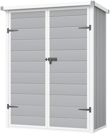 UDPATIO 51 Cu.ft Vertical Outdoor Storage Shed with Shelving Brackets,Grey