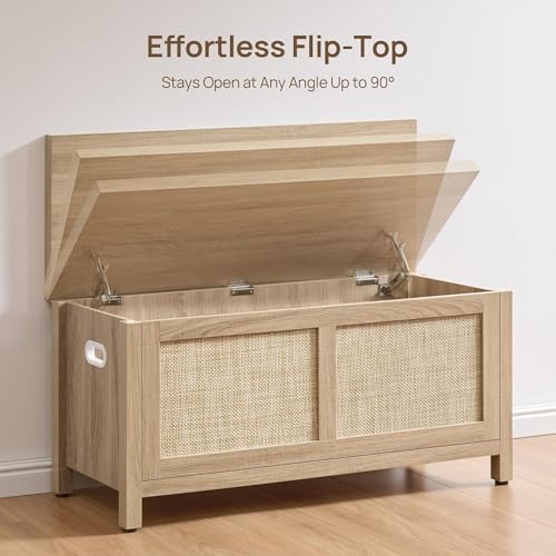 SICOTAS Rattan Storage Chest 39.4" Storage Bench for Bedroom