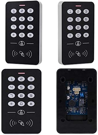 Access Control System Kit 125KHz RFID Keypad + DC12V 3A Power Supply Controller + Door Exit Button + 10pcs Keyfobs Card for Home Alarm Wooden/Metal/Glass Door