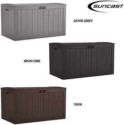Suncast XL Resin Deck Box, 134 Gal, with Pad-Lockable Lid, Dove Gray