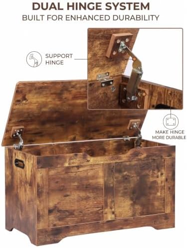 Timberer 31.5" Storage Chest with 2 Safety Hinges, Wooden Storage Trunk