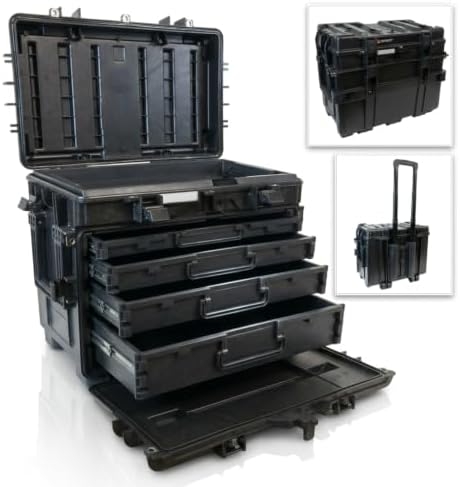Gray Tools Mobile Tool Chest With Drawers, Military Grade, Certified to MIL standard 8140 level J, STANAG 4280 and IP 67, Waterproof, Stackable, Lockable, Impact Resistant