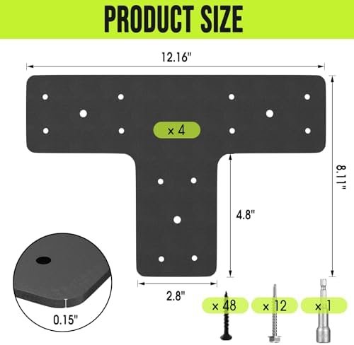 T Post Timber Brackets 4PCS, 12x8 Heavy Duty for 4x4 6x6 Lumber