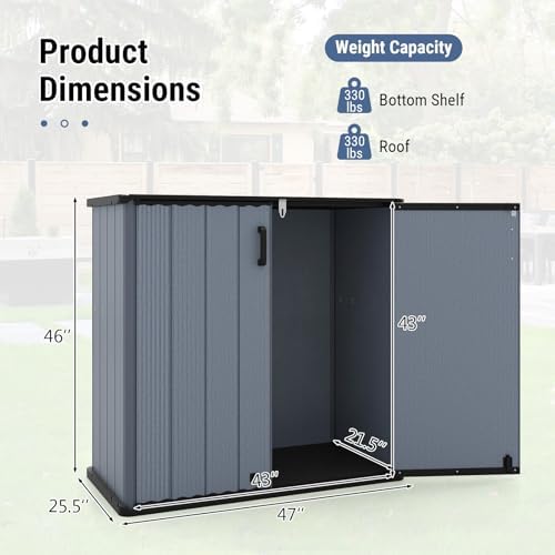 Tangkula 23.5 Cu.ft Outdoor Storage Shed with Lockable Door