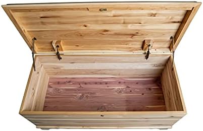 Rustic Red Door Co. Cedar Hope Chest with Waterfall Top, Amish Made Wooden Storage Trunk Box for Bedroom, Blanket, Clothes, Anti-Slam Hinges and Lock, 36", Rustic Hickory Wood, Natural Stain