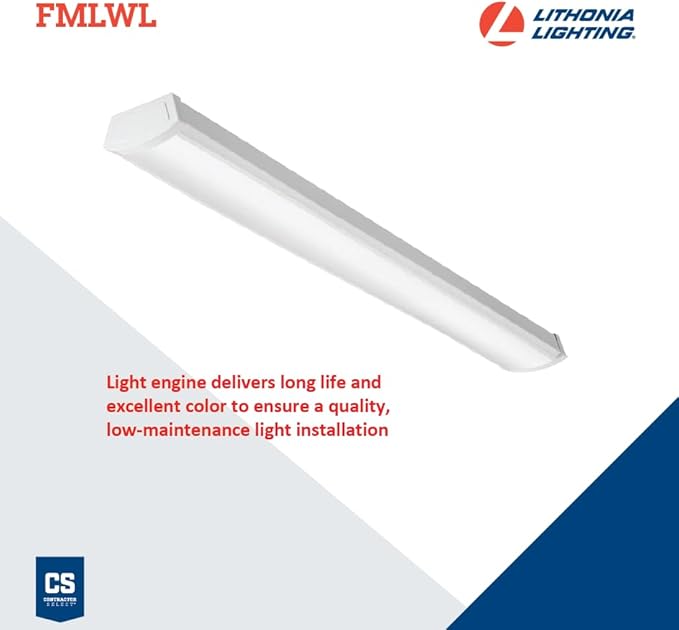 Lithonia Lighting 4 Foot LED Light Fixture, Low-Profile LED Wraparound Flush